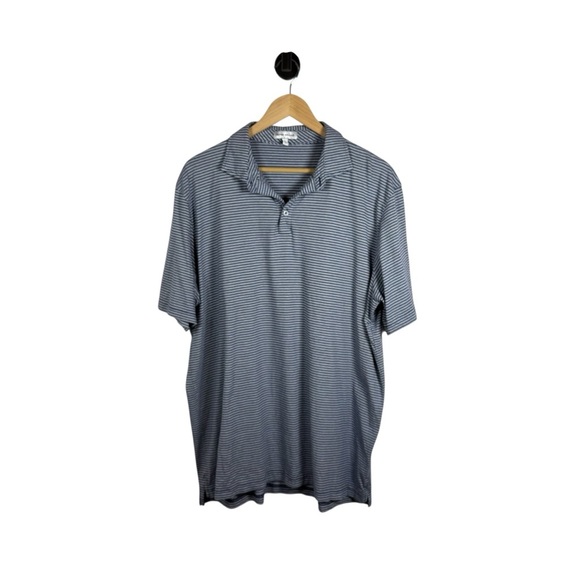 Peter Millar Men’s Striped Performance Polo in White/Navy Size XL - Picture 4 of 9